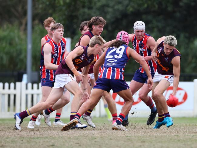 Action from the Colts game between Wilston Grange and Palm Beach Currumbin. Picture: Tertius Pickard