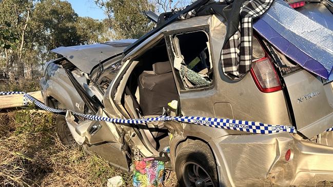 A driver has escaped serious injury after the vehicle he was travelling it struck a tree at Valkyrie. Pictures: Heidi Petith and Mitch Bourke