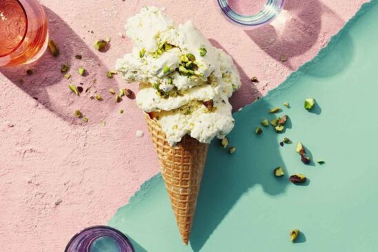 Pistachio and ricotta gelato