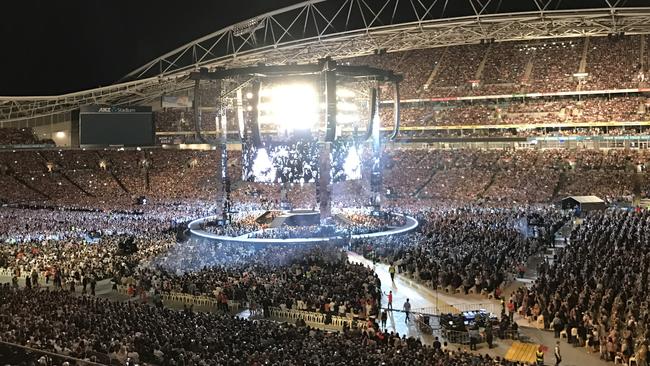 A record 95,000 packed into ANZ Stadium last night to see the superstar.