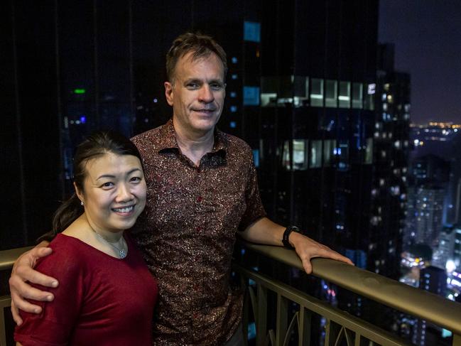 Australian expat Gregory Simpson and his wife Abby say they have no intention to leave Hong Kong. Picture: Isaac Lawrence