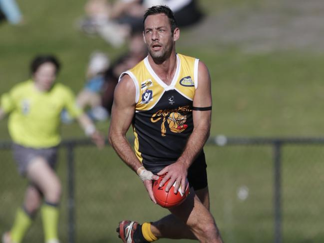 Peninsula football: Frankston YCW v Mt Eliza. Tony Lester (YCW). Picture: Valeriu Campan