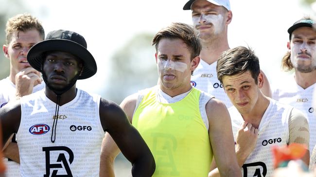 Young guns Martin Frederick, Jackson Mead and Zak Butters at training. Picture: Sarah Reed