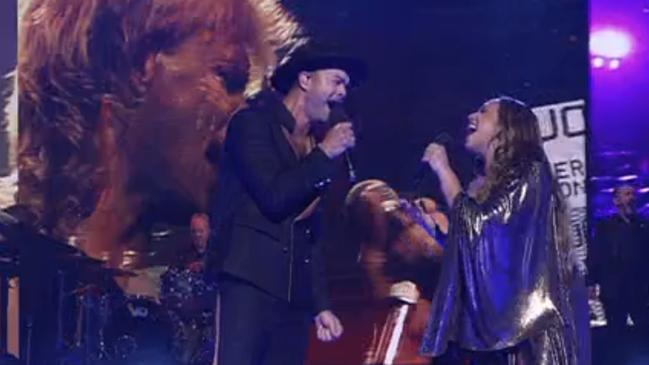 The Logies John Farnham tribute with Guy Sebastian and Jess Mauboy >Credit Channel Seven