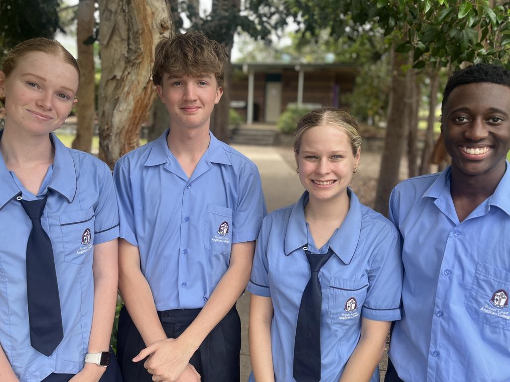 Fraser Coast Anglican College Captains Elise Wright and Aiden Sibanda, and vice captains Chloe Grieger and Jasper Robinson.