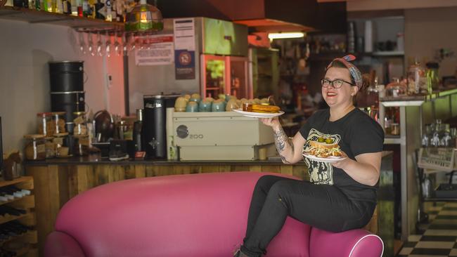 Chef/owner Denny Bradden with her specialty dishes at Dirty Doris. Picture: Roy VanDerVegt