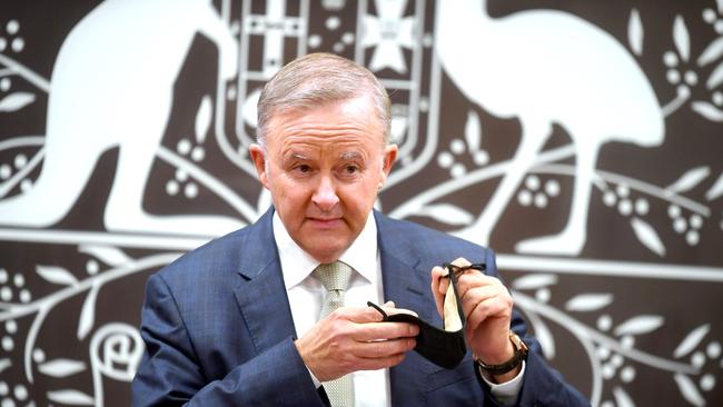 Labor’s retreat on negative gearing reforms, dividend imputation tax for retirees and opposition to the Coalition’s legislated tax cuts are a sign of Albanese’s pragmatism and desire to “beat Morrison”. Picture: NCA NewsWire / John Gass