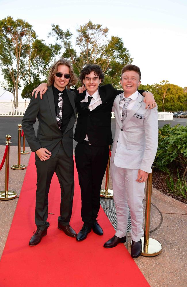 Kane Bilton, Declan Borger and Dallas Rogers at year 12 formal, Unity College. Picture: Patrick Woods.