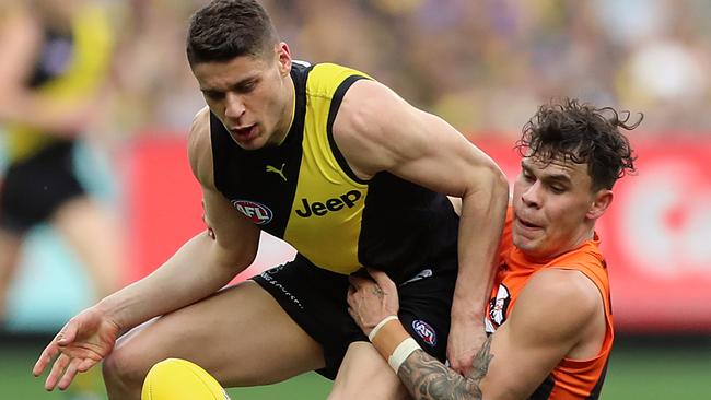 Tiger Dion Prestia in action during the preliminary final. Picture: Alex Coppel.