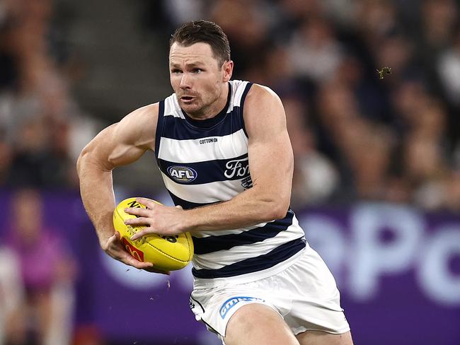 Patrick Dangerfield on the burst. Pic: Michael Klein