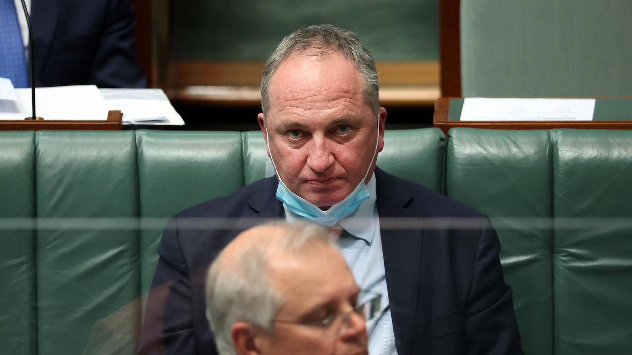 Barnaby Joyce and Prime Minister Scott Morrison during Question Time in the House of Representatives in Parliament House Canberra. Picture: Gary Ramage