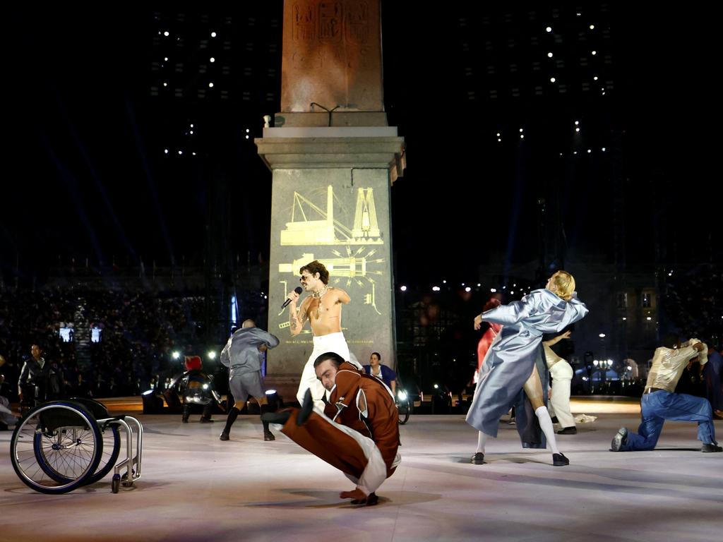 Singer Lucky Love, who is an amputee himself, performs during the opening ceremony of the Paralympics. Picture: Gonzalo Fuentes-Pool/Getty Images