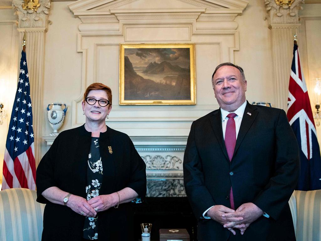 Foreign Affairs Minister Marise Payne and US Secretary of State Mike Pompeo in Washington.