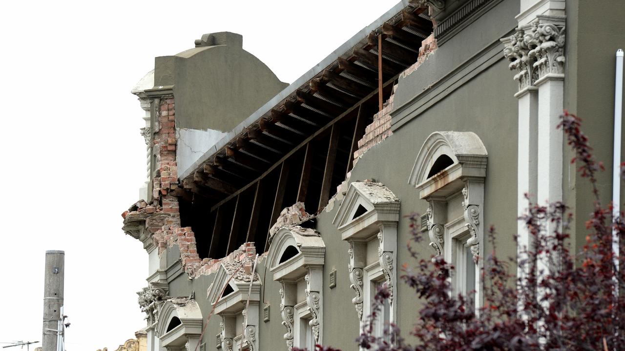 A heavily damaged building. Picture: Andrew Henshaw