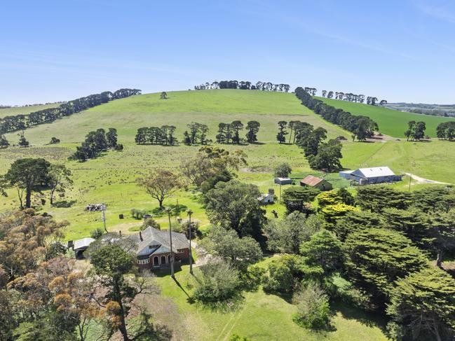 The almost 500ha farming property at 1200 Princes Highway, Mount Moriac, takes in most of the volcanic feature, including the peak at 251m above sea level.