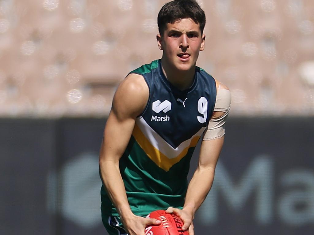 Josh Lindsay in action during the U17 futures game. Picture: Daniel Pockett/AFL Photos/via Getty Images