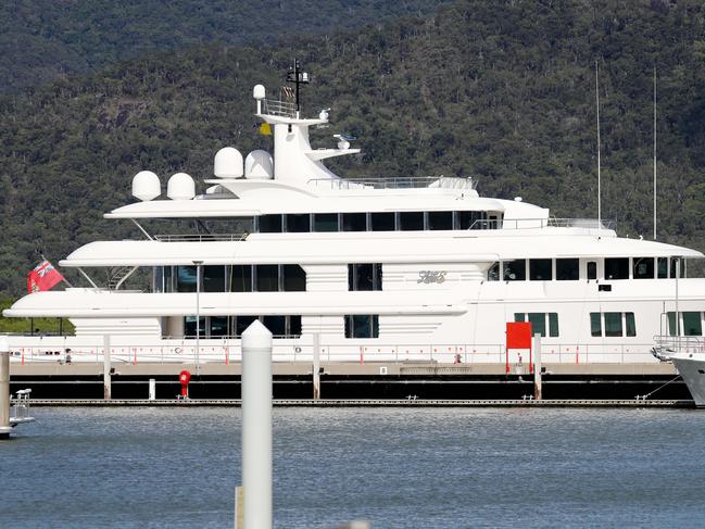 The superyacht  Lady E at Cairns Marlin Marina. Picture: Stewart McLean