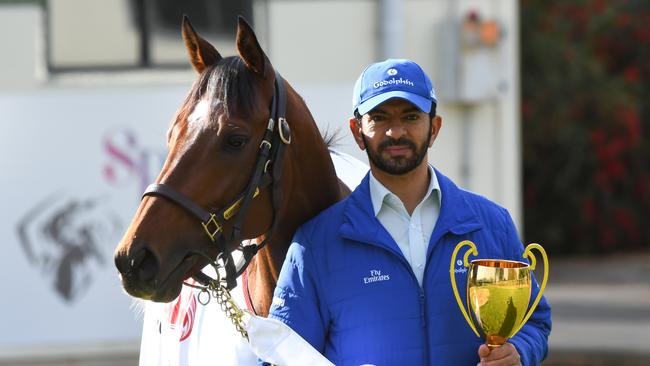 Trainer Saeed bin Suroor poses with Caulfield Cup winner Best Solution. Picture: Getty