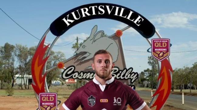 Charleville has cheekily renamed itself Kurtsville in honour of their local State of Origin star Kurt Capewell. Picture: Facebook