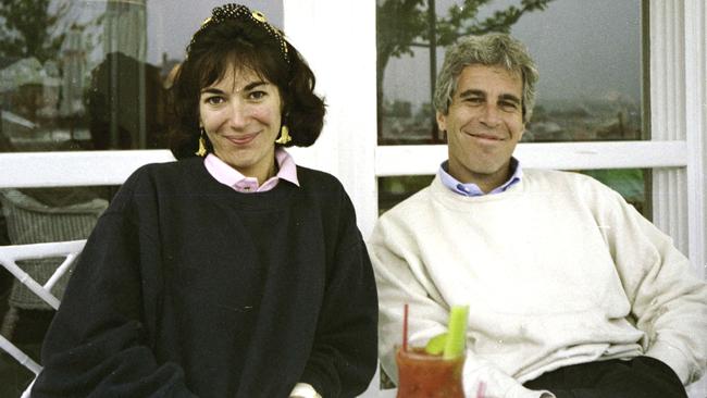 Ghislaine Maxwell, with a bloody mary cocktail, in an undated photograph with her former lover and convicted pedophile Jeffrey Epstein. Picture: AFP