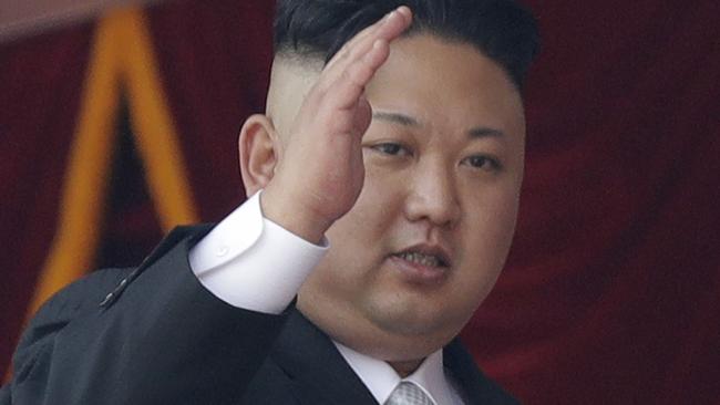 North Korean leader Kim Jong-un waves during a military parade in Pyongyang, North Korea, to celebrate the 105th birth anniversary of Kim Il-sung, the country's late founder. Picture: AP Photo/Wong Maye-E