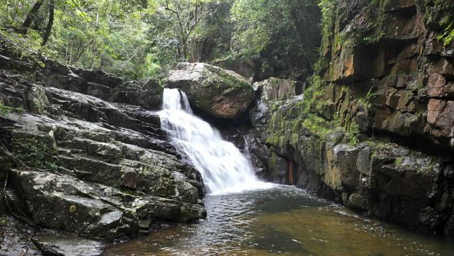 A waterfall at Stoney Creek, in the world heritage listed Wet Tropics rainforest near Cairns in Far North Queensland. Picture: Brendan Radke