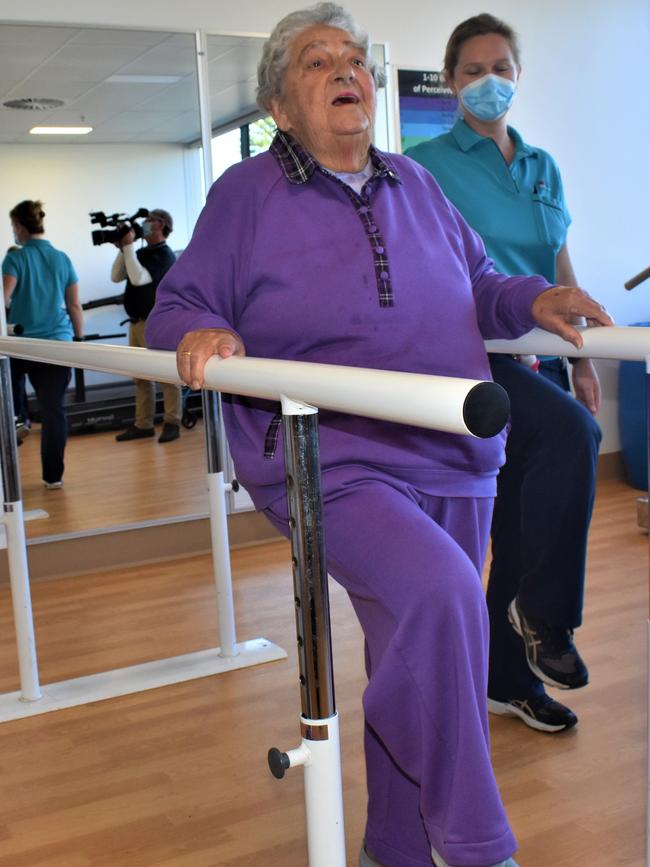 Physiotherapy patient Ellen Mulherin with physiotherapist Melissa Burns at the newly opened $17.5 million Grafton Base Hospital Ambulatory Care Centre on Thursday, 13th August, 2020.