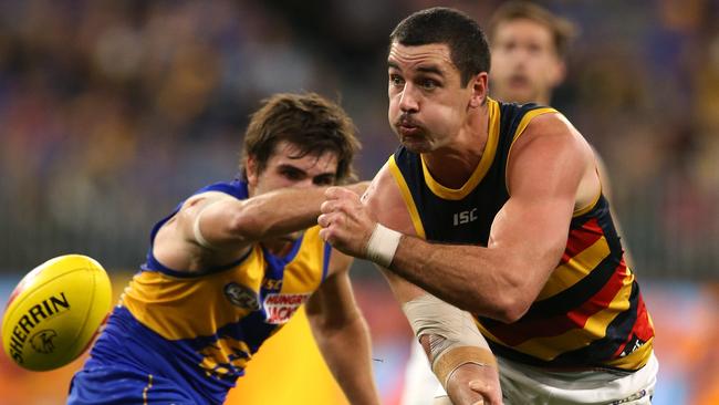 Taylor Walker (right) is one of four Crows players chosen for next weekend’s Bushfire Relief game. Picture: Paul Kane/Getty Images