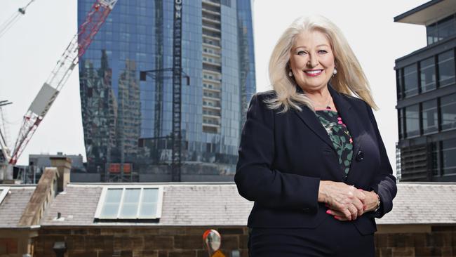 Helen Coonan in front of Crown’s Sydney building. Picture: Adam Yip