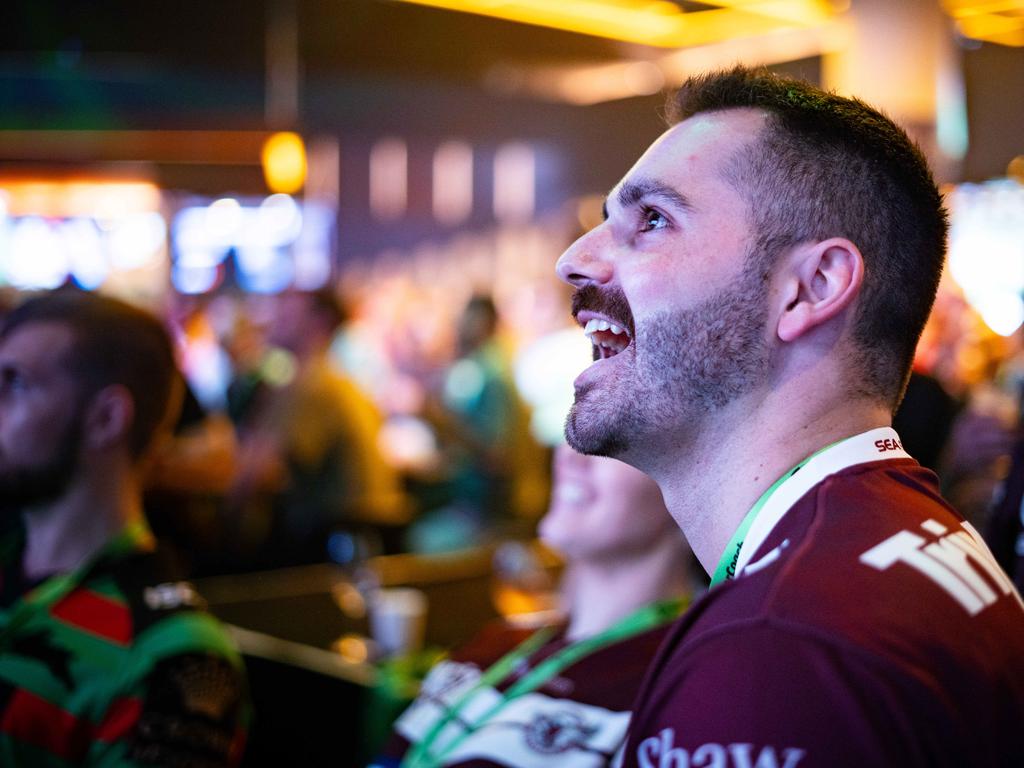 NRL fans get excited at the SuperCoach Viva non-Vegas Party at the Star Casino in Sydney. Picture: Tom Parrish