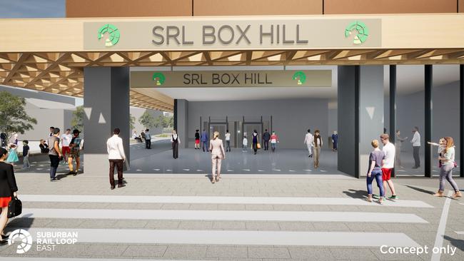 Concept designs for Suburban Rail Loop Box Hill station.