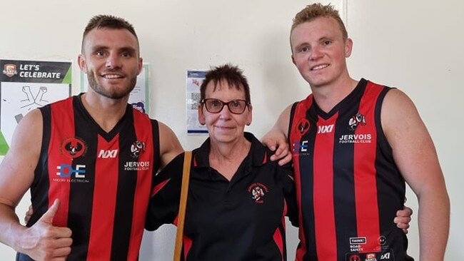 Dylan Barry and Zane Barry (right) with their grandmother Vi Lambert (middle). Picture: Supplied