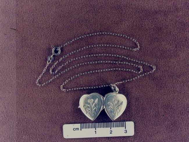 A gold heart-shaped locket necklace like the one Rhianna was believed to be wearing on the day she disappeared.