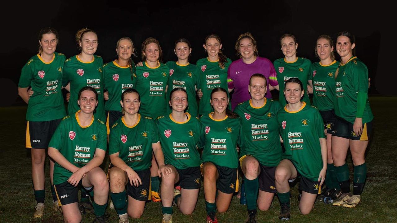 The Mackay Lions women's team prepare for a match.