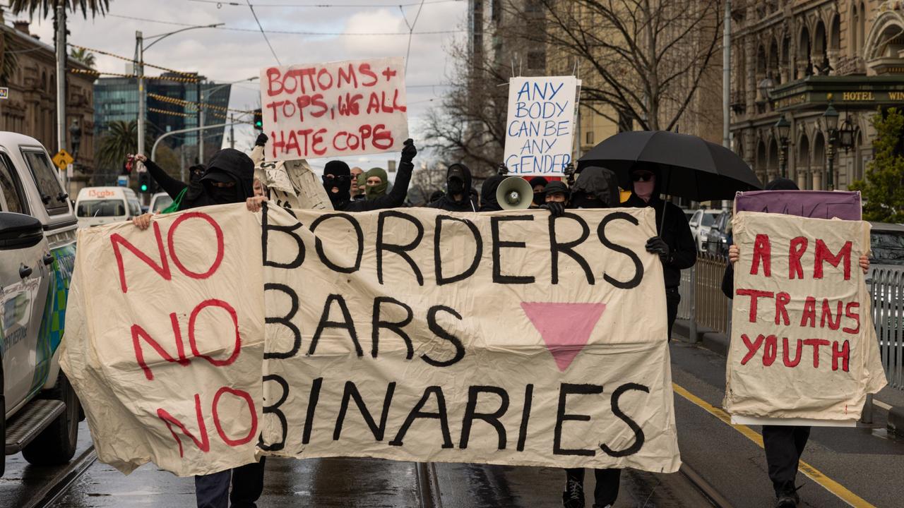 Transgender rights activists in Melbourne. Picture: Diego Fedele/Getty Images