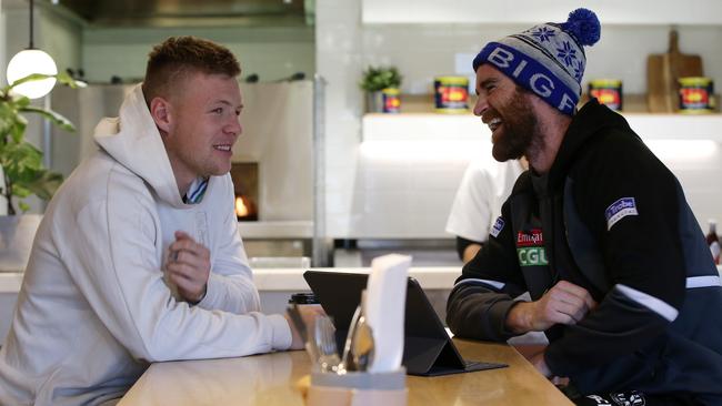 Collingwood star Jordan De Goey has opened up to teammate Tyson Goldsack about his life. Picture: Michael Klein