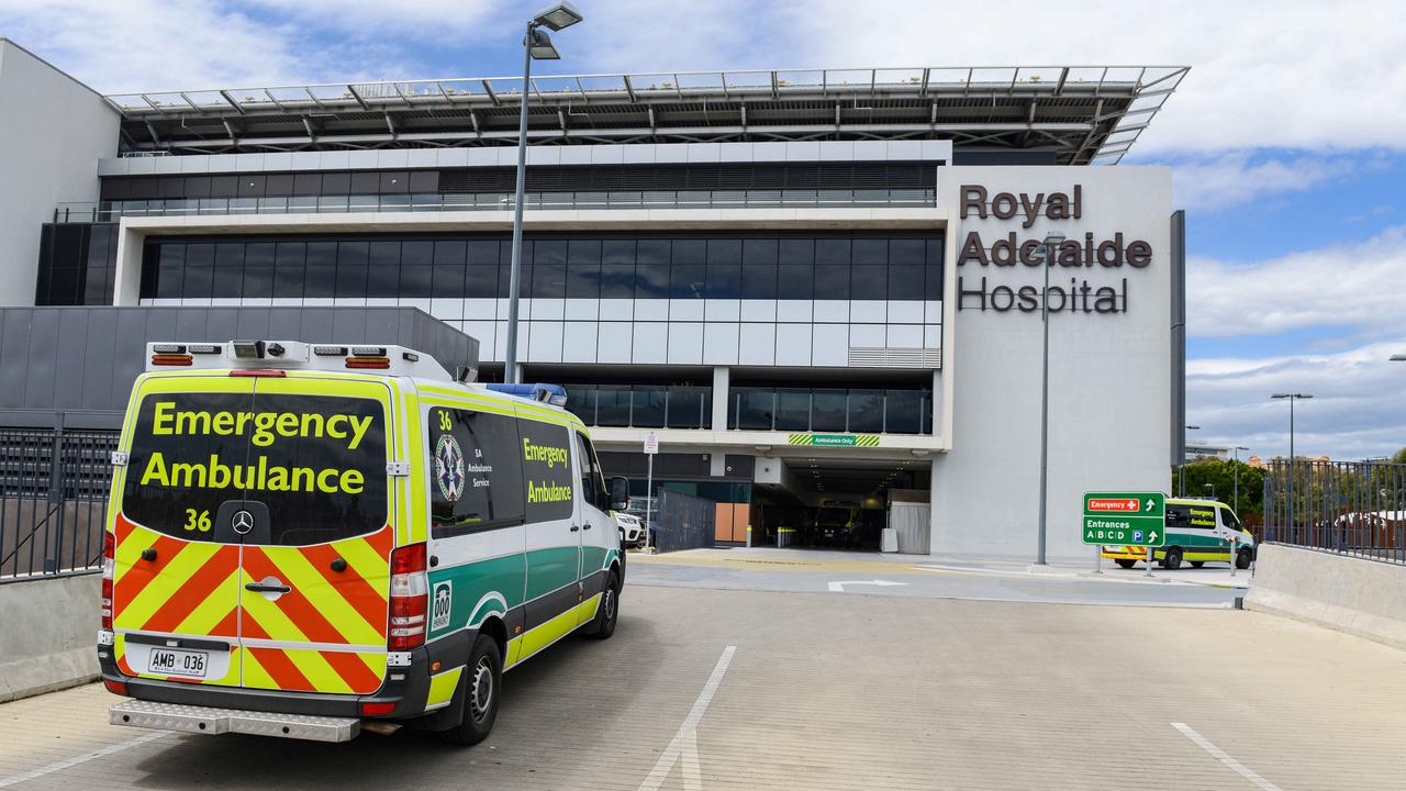 Ambulances entering the Royal Adelaide Hospital. Picture: NCA NewsWire/Brenton Edwards