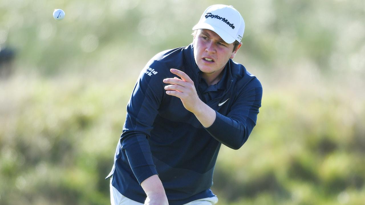 ANGUS, SCOTLAND - SEPTEMBER 29: Bob McIntyre of Scotland during the first round of the Alfred Dunhill Links Championship at Carnoustie, on September 29, 2022, in Angus, Scotland. (Photo by Ross Parker/SNS Group via Getty Images)