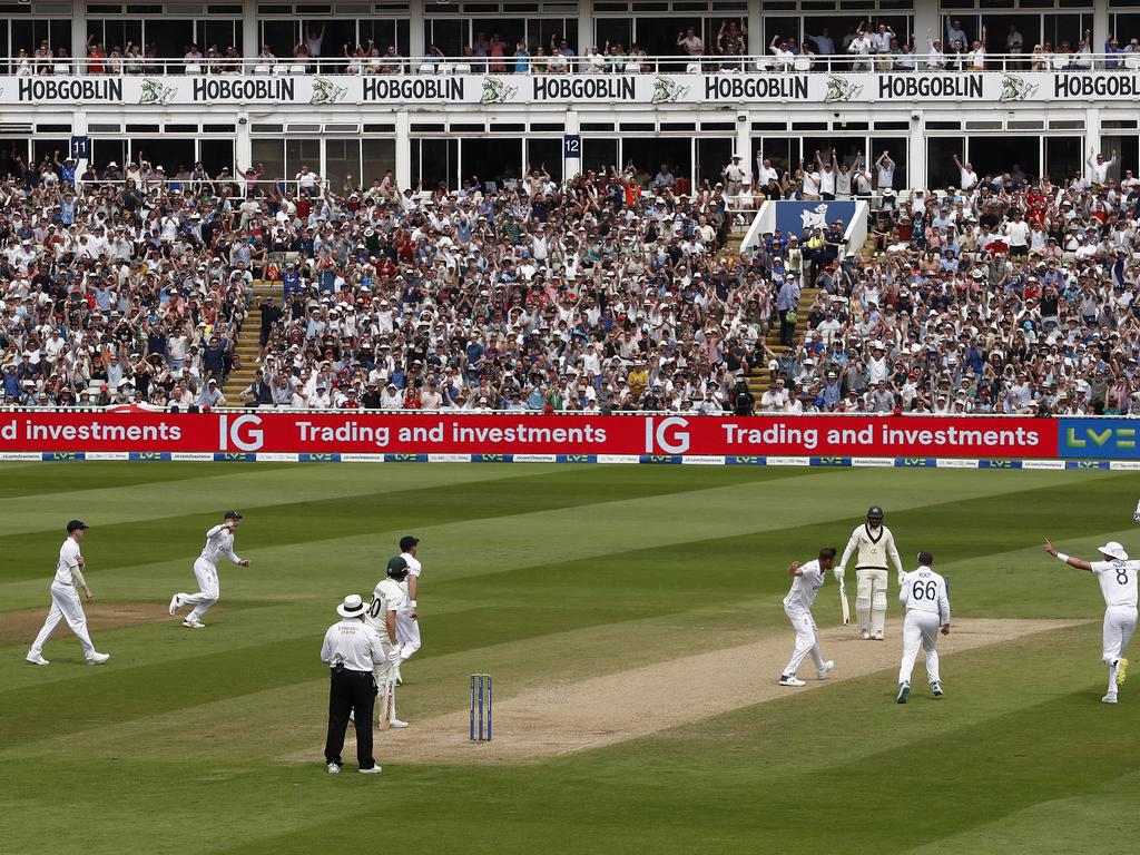 Robinson was fired up after claiming the key wicket of Khawaja for 141, baiting the Aussie opener with a full delivery after Ben Stokes adopted a highly aggressive ring field.