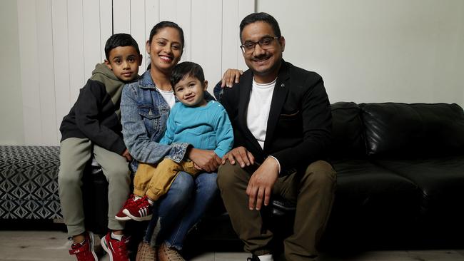 Lakhwinder Singh with wife Kuljit and kids Kohinoor and Harvey. Picture: John Appleyard