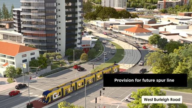 Artist impression of Gold Coast Light Rail Stage 3A route