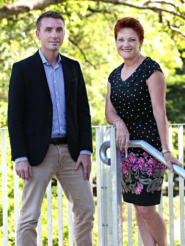 One Nation Senator Pauline Hanson and her chief of staff James Ashby. Picture: Annette Dew