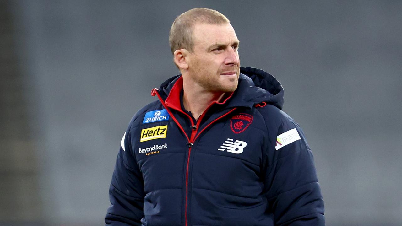 Melbourne coach Simon Goodwin says Jack Viney is ‘very close’ to signing a new deal as he remains insistent Christian Petracca will be at the club next year. Picture: Josh Chadwick / Getty Images