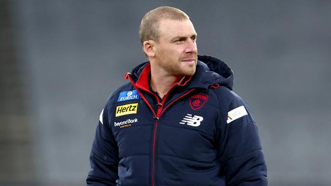 Melbourne coach Simon Goodwin says Jack Viney is ‘very close’ to signing a new deal as he remains insistent Christian Petracca will be at the club next year. Picture: Josh Chadwick / Getty Images