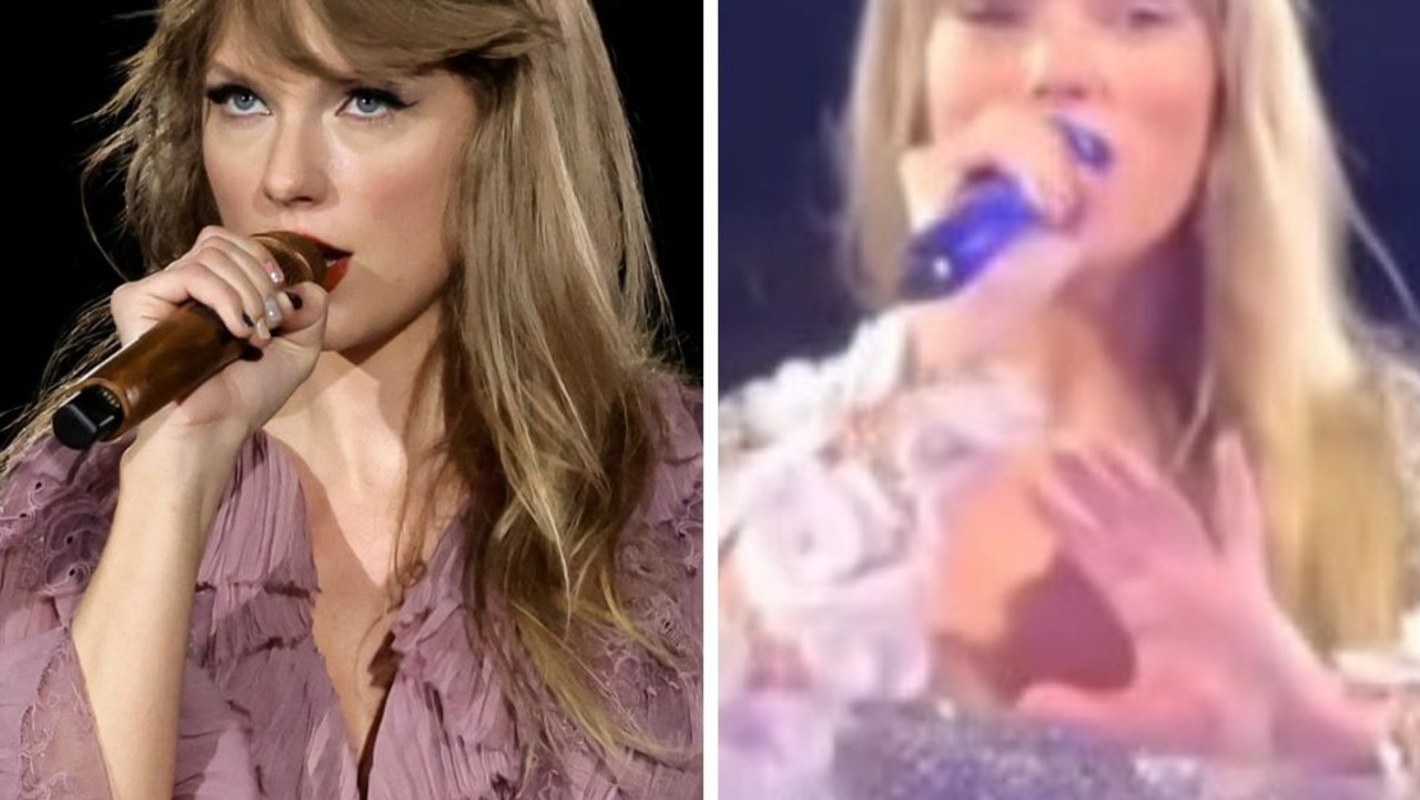 Taylor Swift performs with injured hand. Picture: TikTok