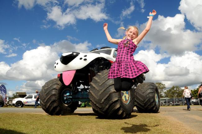 Melanie Bradey getting excited about the monster truck show. Picture: Renee Pilcher