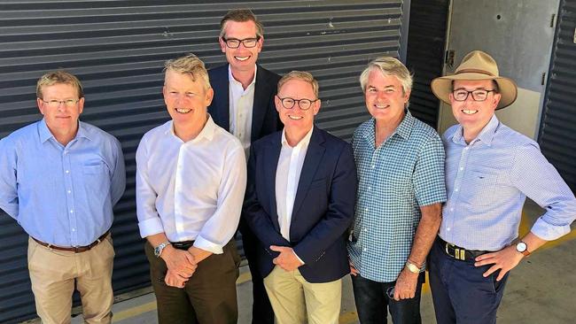 ON COURSE: At the old Byron Bay Hospital site are Byron Shire Council GM- Mark Arnold, Chair of the Old Byron Hospital Steering Committee- Chris Hanley, NSW State Treasurer Dominic Perrottet, Nationals Ballina Candidate Ben Franklin, former member for Ballina Don Page and NSW Minister in charge of TAFE Adam Marshall. Picture: Christian Morrow