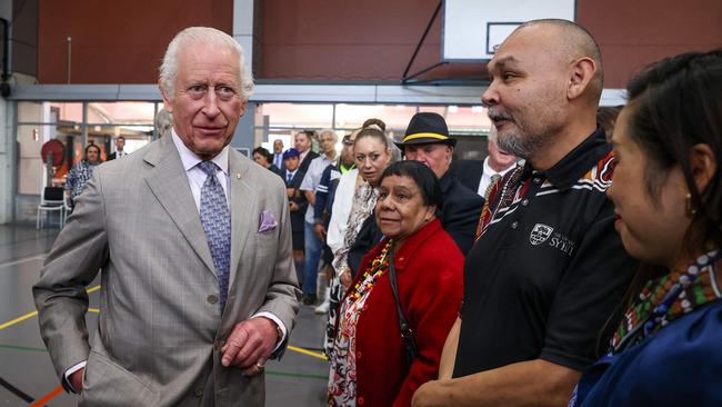Britain King Charles III meets with members of the indigenous community during a visit to the National Centre of Indigenous Excellence in Sydney on October 22, 2024. Picture:Lisa Maree Williams / POOL / AFP