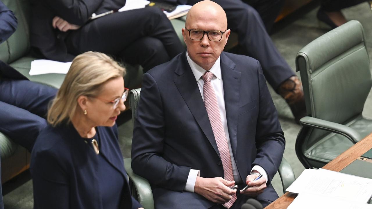 Sussan Ley, alongside Opposition Leader Peter Dutton during Question Time, says the amendments would give parents options. Picture: NewsWire / Martin Ollman