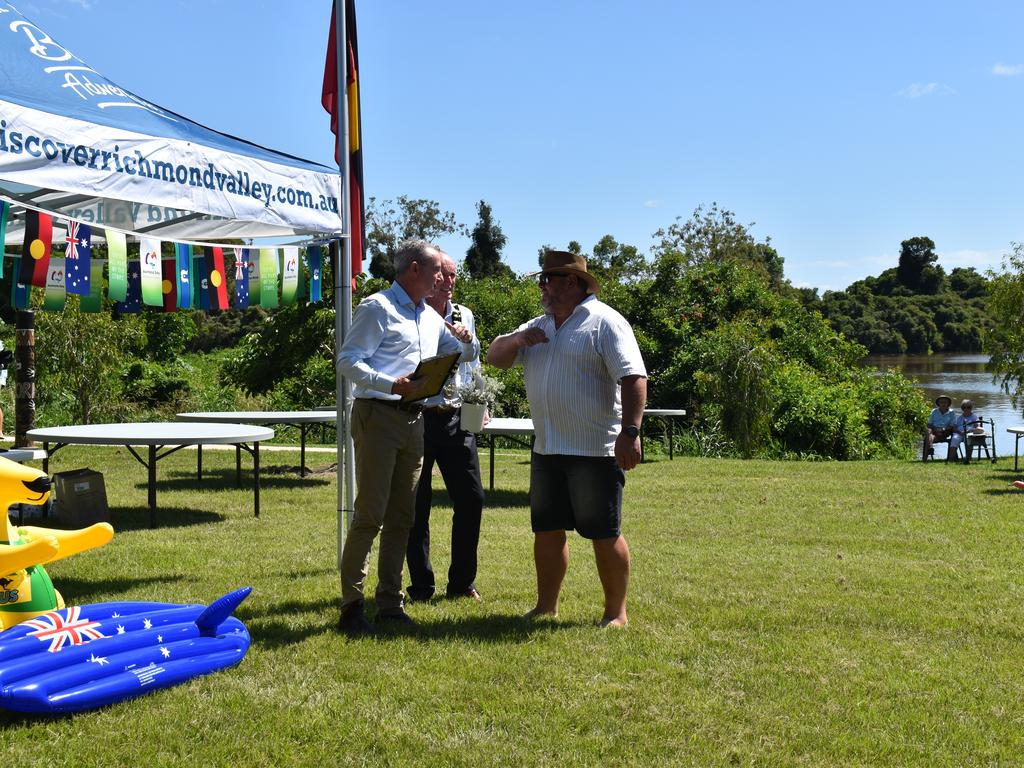 Richmond Valley Council citizen of the year Paul Bengtson receiving his award. (Credit: Adam Daunt)